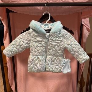 Rothschild Iridescent Quilted Peplum Puffer Jacket with Mittens